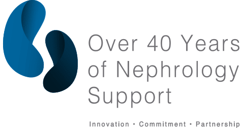 Over 40 years of nephrology support logo